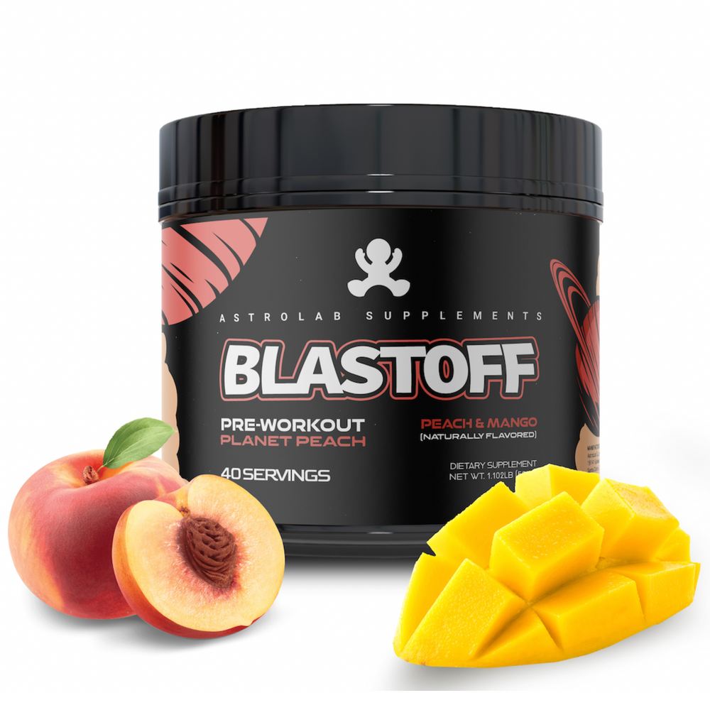 
                  
                    BLASTOFF ORGANIC PRE-WORKOUT POWDER | Planet Peach (Peach/Mango)
                  
                